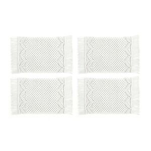 nwt Lush Decor 4 Piece Indoor Ourdoor Placemat Set 12" X 18" White